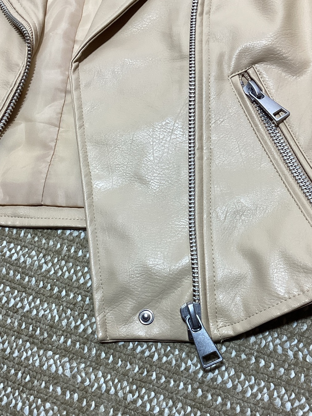 NWT Anthropologie Tan Faux Leather Moto Jacket - Picture 13 of 15